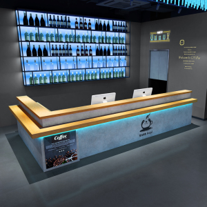 工业风酒吧吧台轻奢小酒馆带灯收银台清吧前台接待台转角酒柜定制