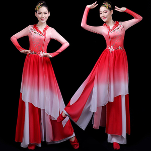 古典舞演出服女飘逸中国风新款扇子舞蹈服装仙女纱衣现代落花套装
