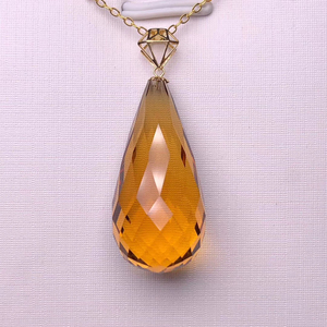 18k金镶黄水晶吊坠