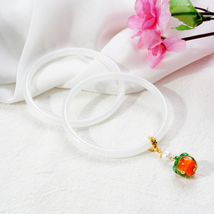 色荔枝冻玛瑙细条少女水晶镯冰种玉髓叮当手镯汉风禁步圈鹤佳仙仙9