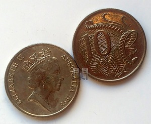 东门收藏 大洋洲钱币 澳大利亚硬币 伊丽莎白二世中年10分 镍币