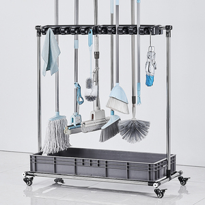 可移动落地拖把架扫把墩布收纳车阳台沥水整理清洁工具不锈钢挂架