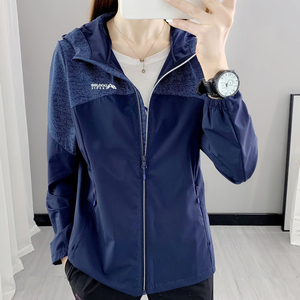 春夏户外冲锋衣女薄款潮牌防风速干防晒连帽单冲上衣运动服外套