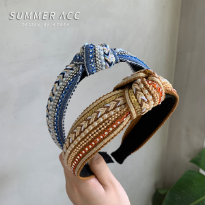 韩国复古纯手工波西米亚风编织头箍气质超仙民族串珠发箍发卡发饰