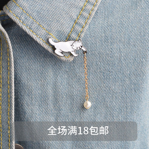流苏链条款胸针可爱日系森系欧美毛衣别针装饰创意韩国白色小猫