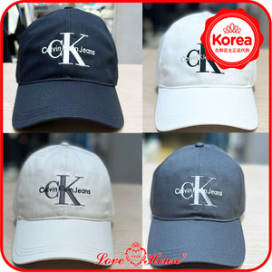 韩国正品代购ck jeans男女纯棉刺绣logo软顶鸭舌棒球帽hx0263柾国