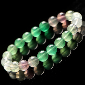 市面罕见-亲宝水晶冰种拉丝萤石手链女男款 多彩水晶圆珠手串饰品