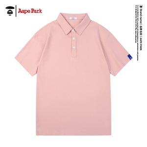 Aape Park男士polo衫男装夏季2024新款短袖t恤男生潮牌上衣服粉色