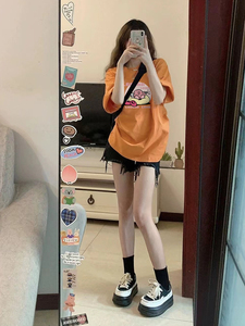 减龄短袖t恤女2024新款夏季宽松半袖设计感小众chic风韩式上衣服