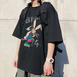 美式复古纯棉t恤女夏季短袖潮酷原宿风设计感小众宽松半袖上衣ins