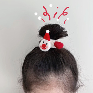 圣诞节老人羊毛毡星星麋鹿儿童球球发圈对装宝宝毛毛发绳头绳皮筋