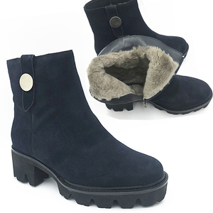 外贸俄罗斯羊皮毛一体短靴保暖圆头低跟磨砂真皮大棉里切尔西女靴