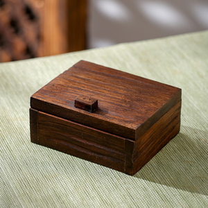 泰国实木盒子复古名片收纳盒木质桌面饰品盒小木箱棉签牙签首饰盒