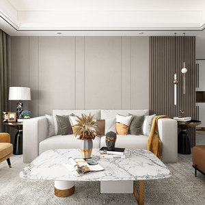 沙发背景墙硬包客厅电视影视墙简约现代轻奢实木格栅木饰面护墙板