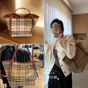 BURBERRY/巴宝莉女包horseferry战马格纹购物袋单肩手提包托特包