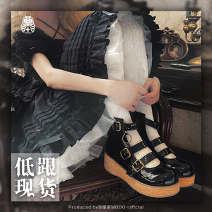 【低跟现货】三扣松糕摩多modo原创复古厚底鞋lolita鞋日系单鞋女
