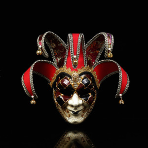 新款意大利威尼斯小丑面具男万圣节舞会COSPLAY表演面罩个性诡异