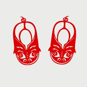 百色手工窗花虎头鞋剪纸作品儿童房卧室教学装饰表框用镂空剪纸画