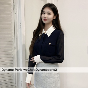 Dynamo法国代购Edward Achour秋冬新品法式经典轻奢黑白撞色衬衫