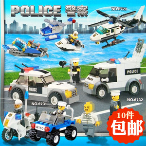 开智拼装积木军事警察城市系列6-12岁男孩子拼装玩具摩托车6734