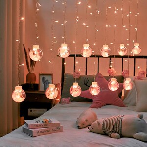 直播间背景氛围灯飘窗装饰灯挂墙主播房间装饰窗帘灯瀑布灯少女心