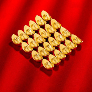 黄金元宝au999纯金供曼扎小摆件收藏投资黄金供佛装臧日月金元寶