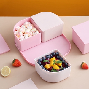 干果收纳盒客厅茶几坚果盘糖果盒分格带盖家用装小零食的精致盒子