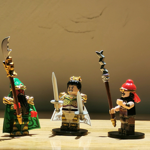 乐高三国小侠古代演义士兵拼装新款小人仔关羽骑马车男孩积木玩具