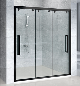 304不锈钢淋浴房隔断8mm玻璃三联动三移门黑亮厦门包安装