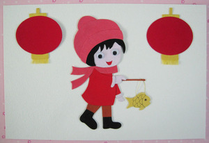 思语免剪模板布贴画diy材料包幼儿园新年布艺亲子手工制作-过年喽