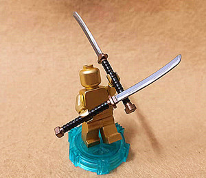 中国风古装武侠忍者白银长刀迷你武器兼容乐高式积木第三方玩具