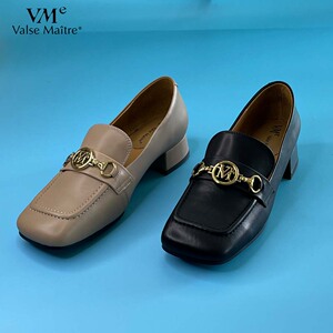 vm/舞魅2022春季新款方头牛皮女鞋方跟乐福鞋单鞋vs22a8001