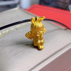 足金999 纯黄金3d硬金吊坠 天使宝宝吊坠 可爱动人小天使足金吊坠