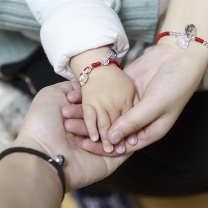 猪宝宝胎毛红绳手链 diy亲子款胎发纪念品婴儿母乳s925银自制手链