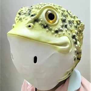 万圣节乳胶金蟾面具 癞蛤蟆面具头套 抖音网红面具搞怪绿头鱼头套