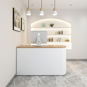 服装店收银台柜台简约现代女装店铺小型美容院吧台桌奶茶纯白烤漆