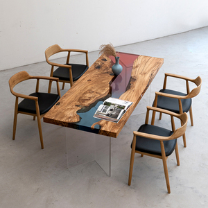 环氧树脂河流桌实木大板茶桌白杨木原木桌子餐桌茶几茶台整板家具