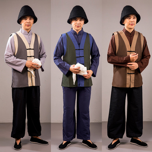 影视古装民国黄包车夫绍兴渔夫轿夫剧组群演农民老百姓棉麻演出服