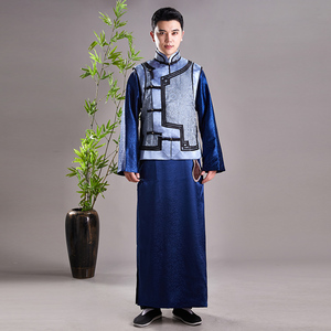 清朝老爷装贝勒服掌柜服棉麻老爷服清朝民国男装马褂长袍2人付款254