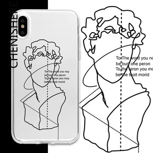 ins风vivo小米oppo华为艺术透明欧美文艺复兴大卫线条人像手机壳