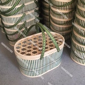 大闸蟹粽子鸡蛋竹篮水果特产包装竹编竹筐手提篮月饼折叠礼包篮子