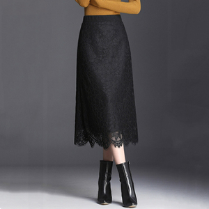 黑色蕾丝半身裙女2024春秋新款韩版气质两面穿一步裹裙子包臀裙潮