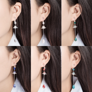 古风莲花耳环汉服耳饰超仙中国风复古长款耳坠无耳洞耳夹旗袍配饰