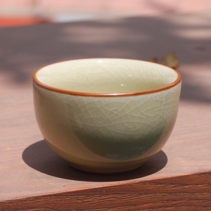 德化陶瓷汝窑冰裂釉开片可养复古汝瓷单杯六个实惠装家用泡茶杯子