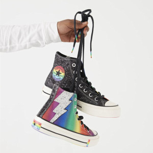 代购正品匡威converse pride50周年闪光亮片炫彩虹鸳鸯面男女板鞋