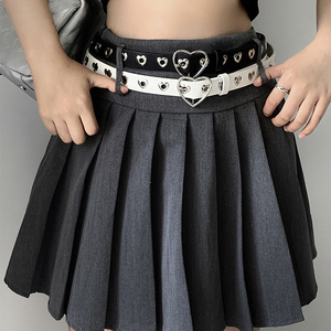 韩国2023年新款韩版黑色小腰带女学生百褶裙裤带皮带软不用打孔
