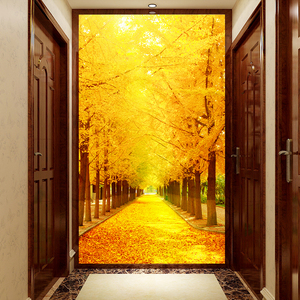 5d立体玄关壁纸过道壁画走廊背景墙纸简约现代装饰影视墙布风景画
