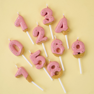 创意甜甜圈巧克力草莓饼干数字生日蜡烛0-9岁儿童生日派对摆件