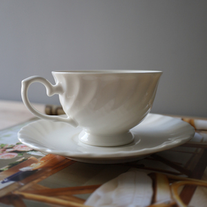 【出口英国】咖啡杯奶茶红茶杯英式杯子米白家用陶瓷餐具外贸尾单