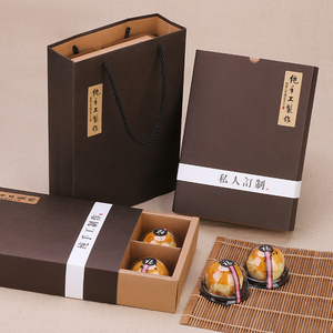 牛皮纸月饼盒定制蛋黄酥包装盒6粒装高档礼盒传统糕点老式空盒子